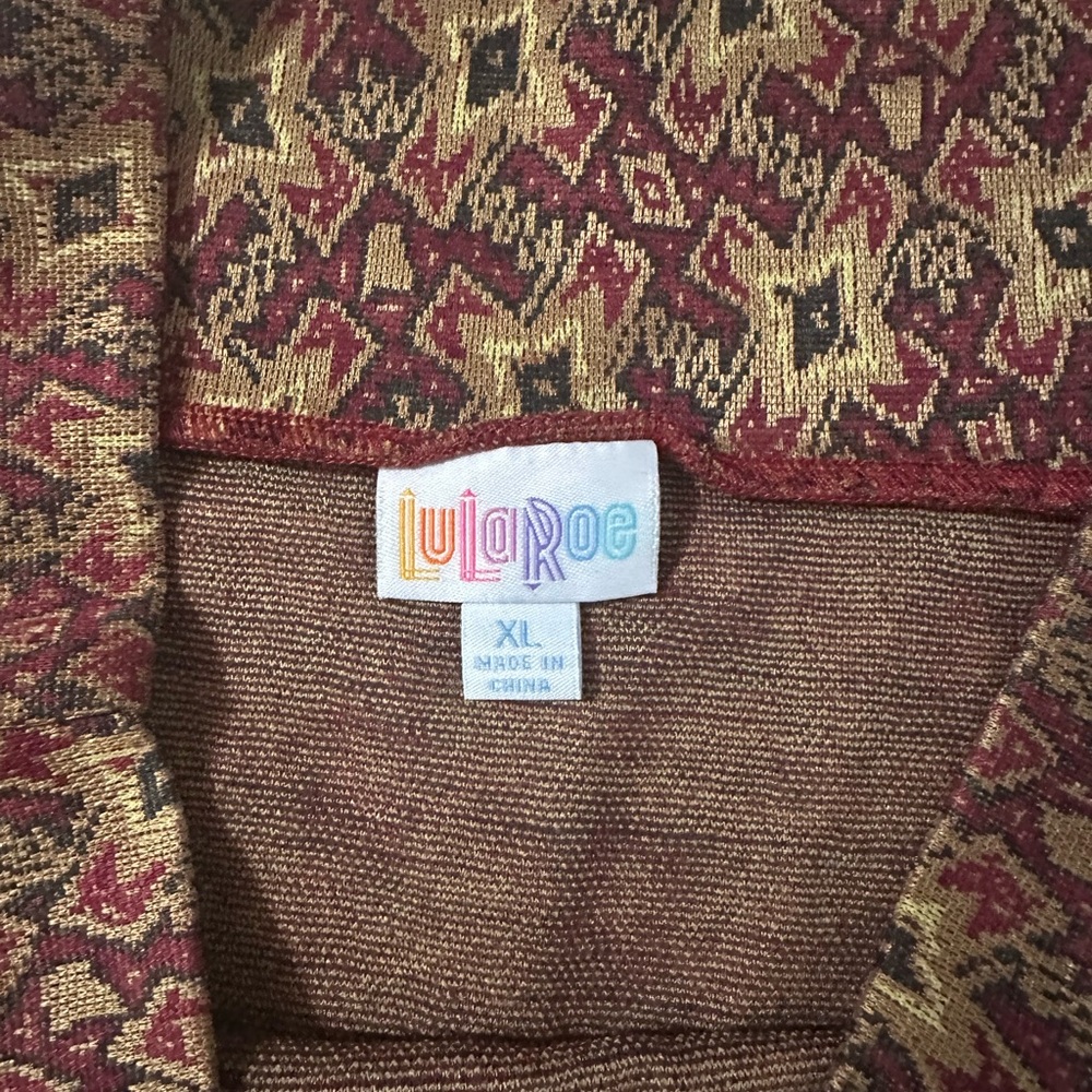 LuLaRoe Cassie Maroon and Gold Pencil Skirt, Size: XL - Picture 5 of 6